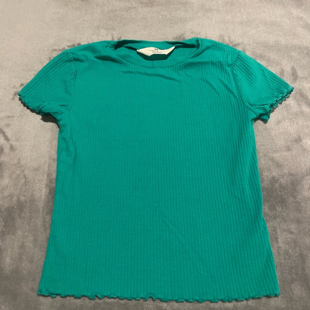 Green Ribbed Women's Top